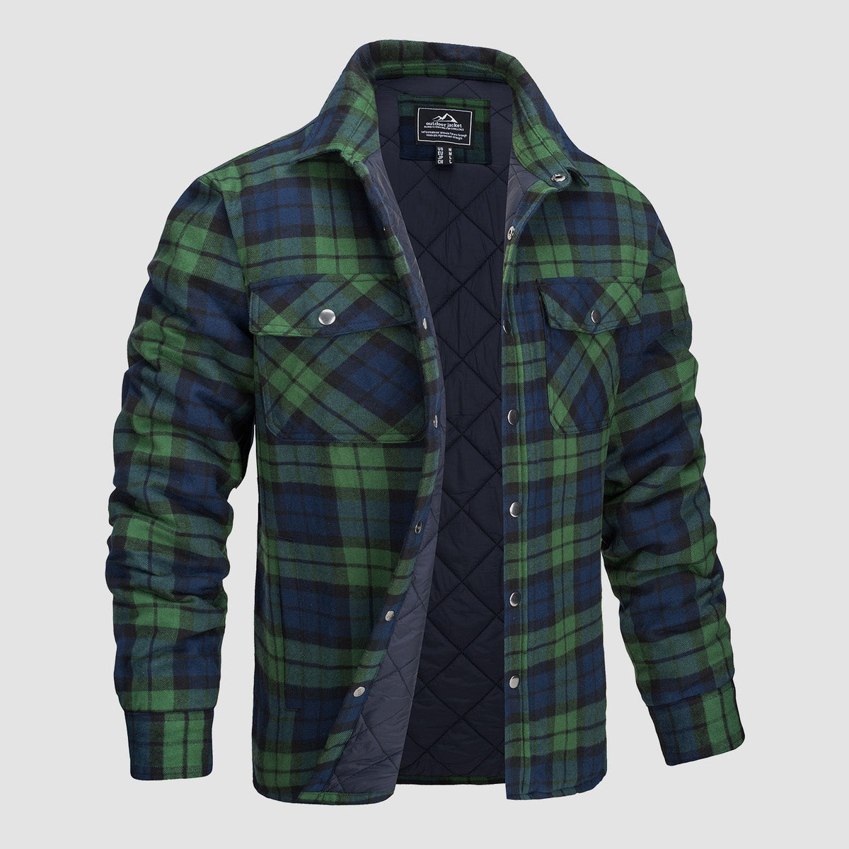 Douglas™ | Quilt-Lined Plaid Flannel Bomber Jacket