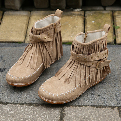 Esmeralda Fringe Vegan Leather Boots