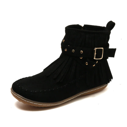 Esmeralda Fringe Vegan Leather Boots