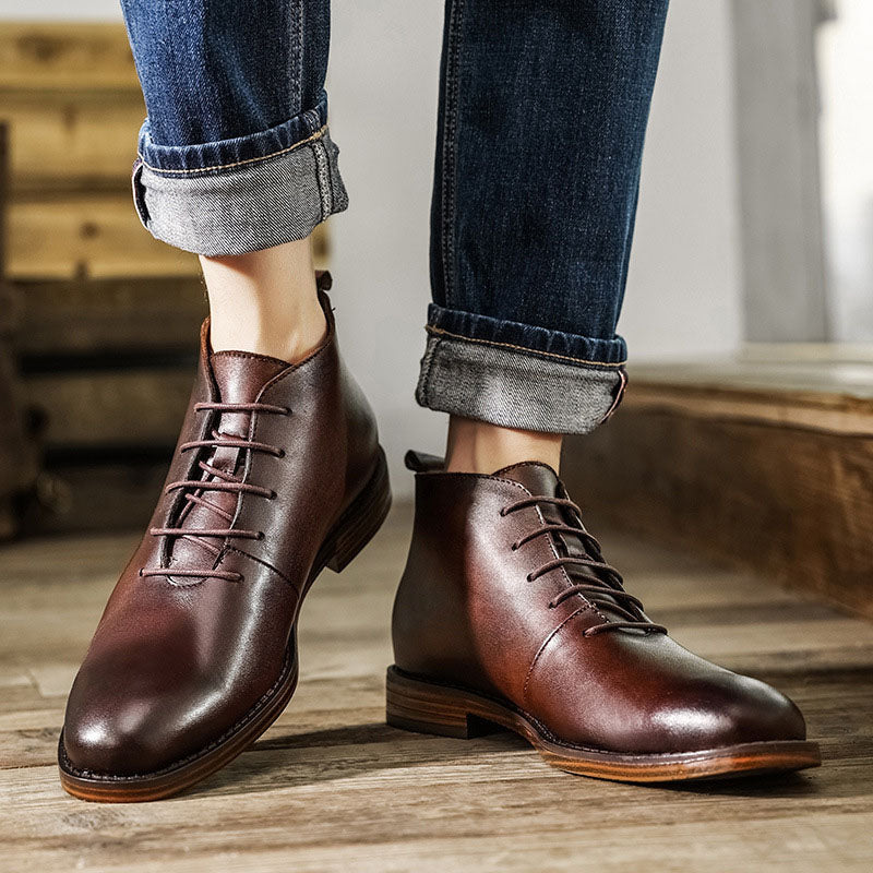Enzo Leather Lace-Up Boots