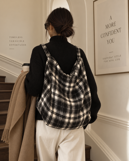 Mila Oversized Check Tote Bag