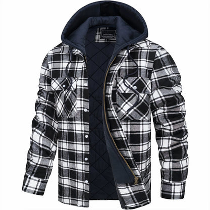 Timothy™ | Warm Quilt-Lined Plaid Flannel Hooded Jacket